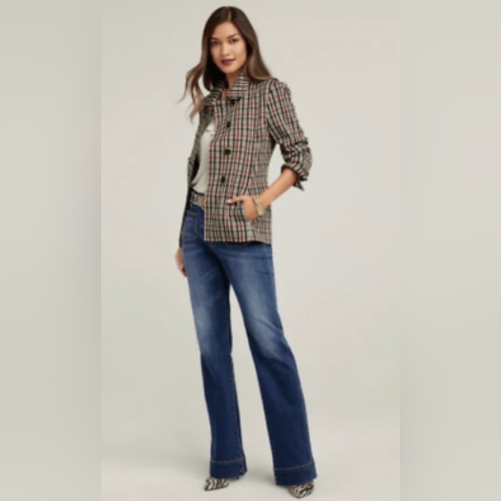 CAbi women’s brown and black plaid jacket SZ M